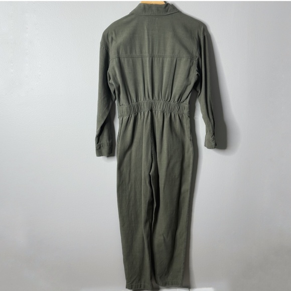 Abercrombie & Fitch Petite Utility Jumpsuit Military Green Cotton Long Sleeve - Picture 3 of 16